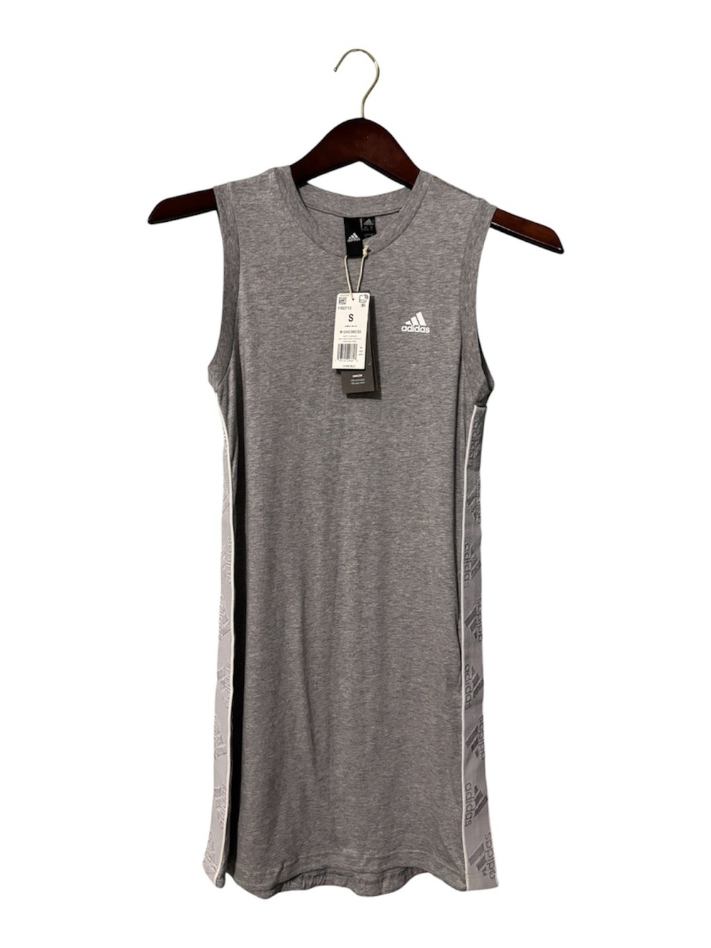 Adidas Heather Grey Logo Tape Tank Sporty Dress NWT Small